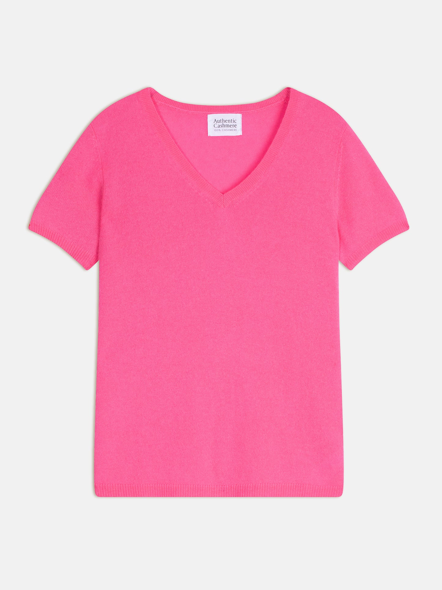 KALI v-neck t-shirt fluorescent pink 100% cashmere