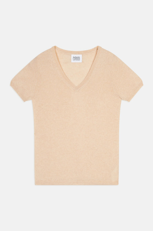 kali t-shirt col v sable 100% cachemire