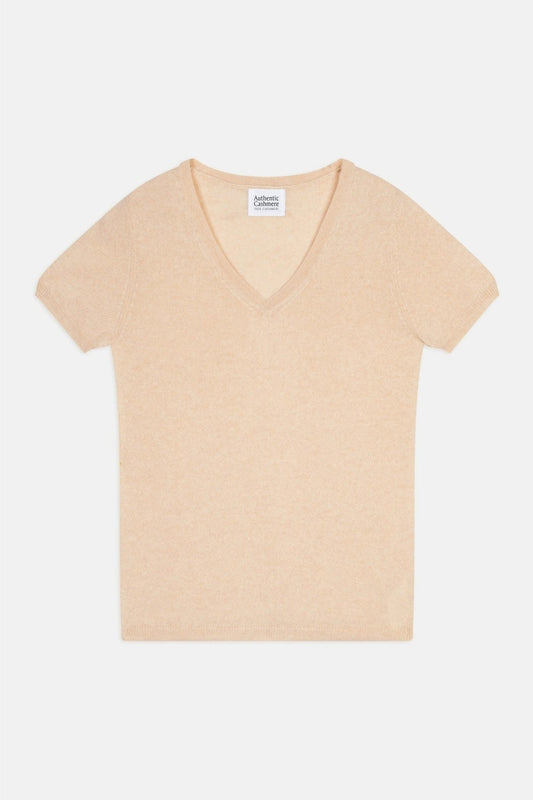 kali t-shirt col v sable 100% cachemire