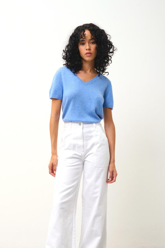 KALI thirt v-neck sky 100% cashmere