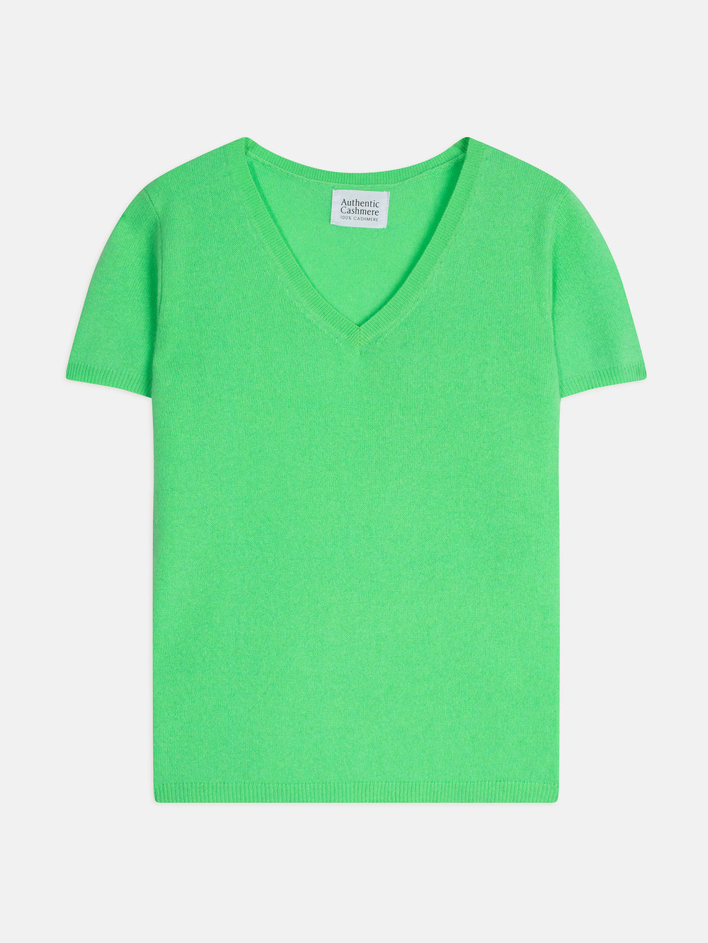 KALI T-Shirt mit V-Ausschnitt neongrün 100% Kaschmir