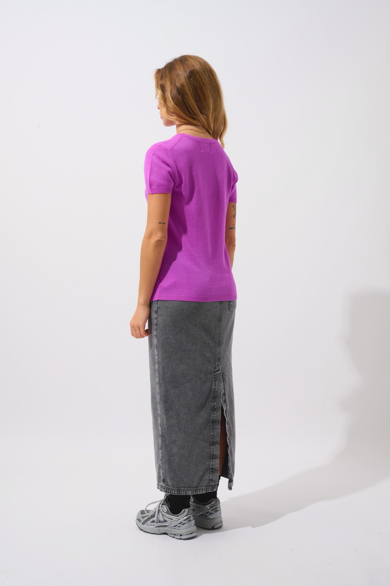 kali t-shirt col v violet 100% cachemire