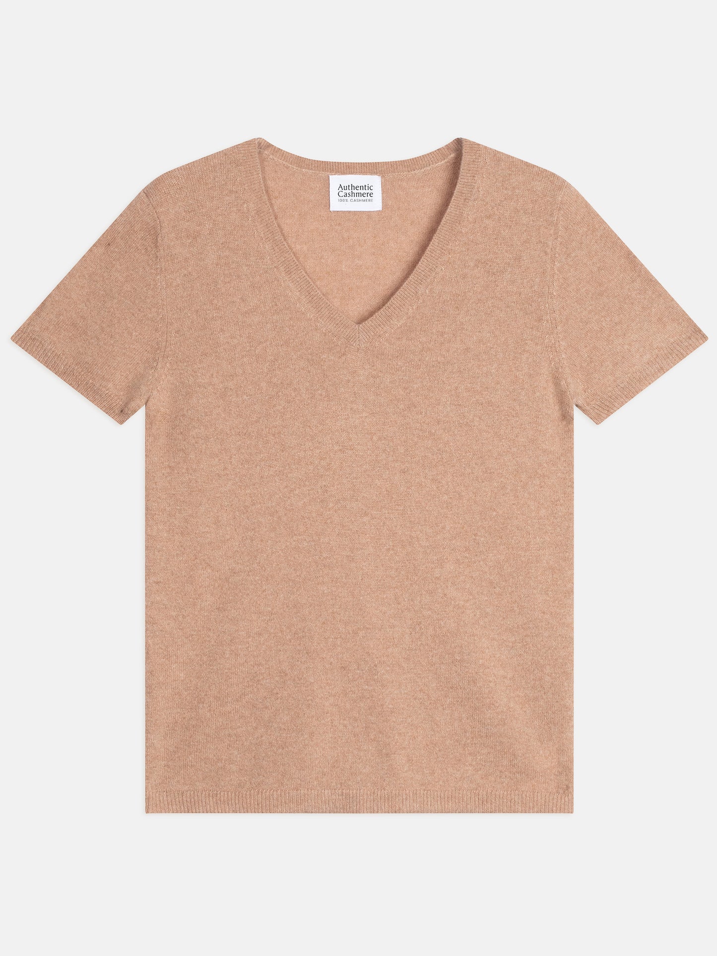 KALI thirt col v camel chiné 100% cachemire
