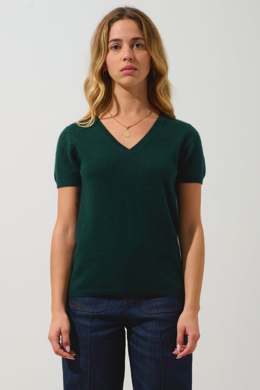 KALI thirt col v cyprès 100% cachemire