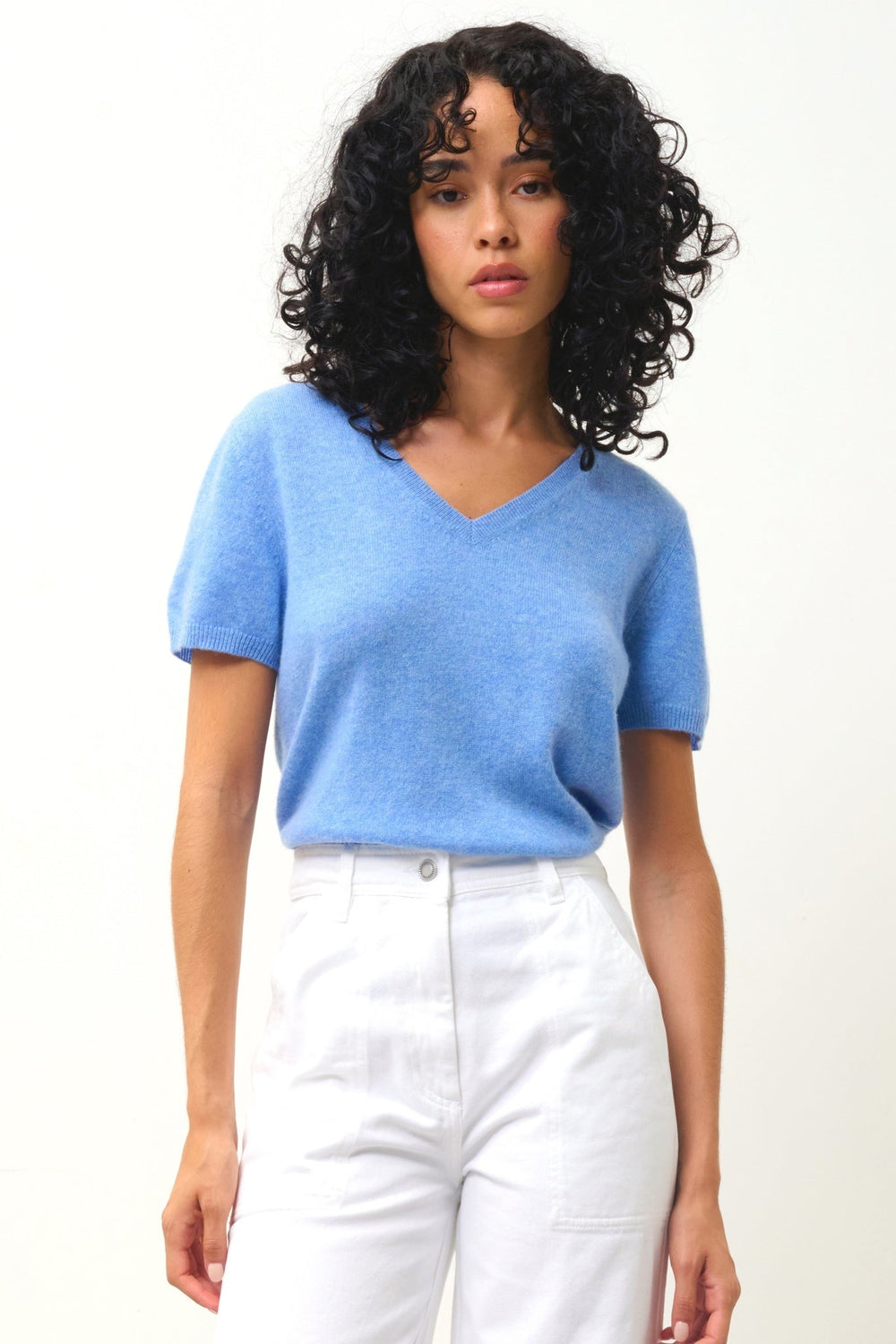 KALI thirt v-neck sky 100% cashmere