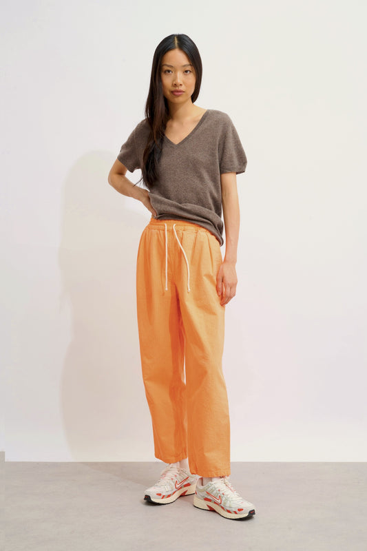 KALI thirt col v taupe chiné 100% cachemire