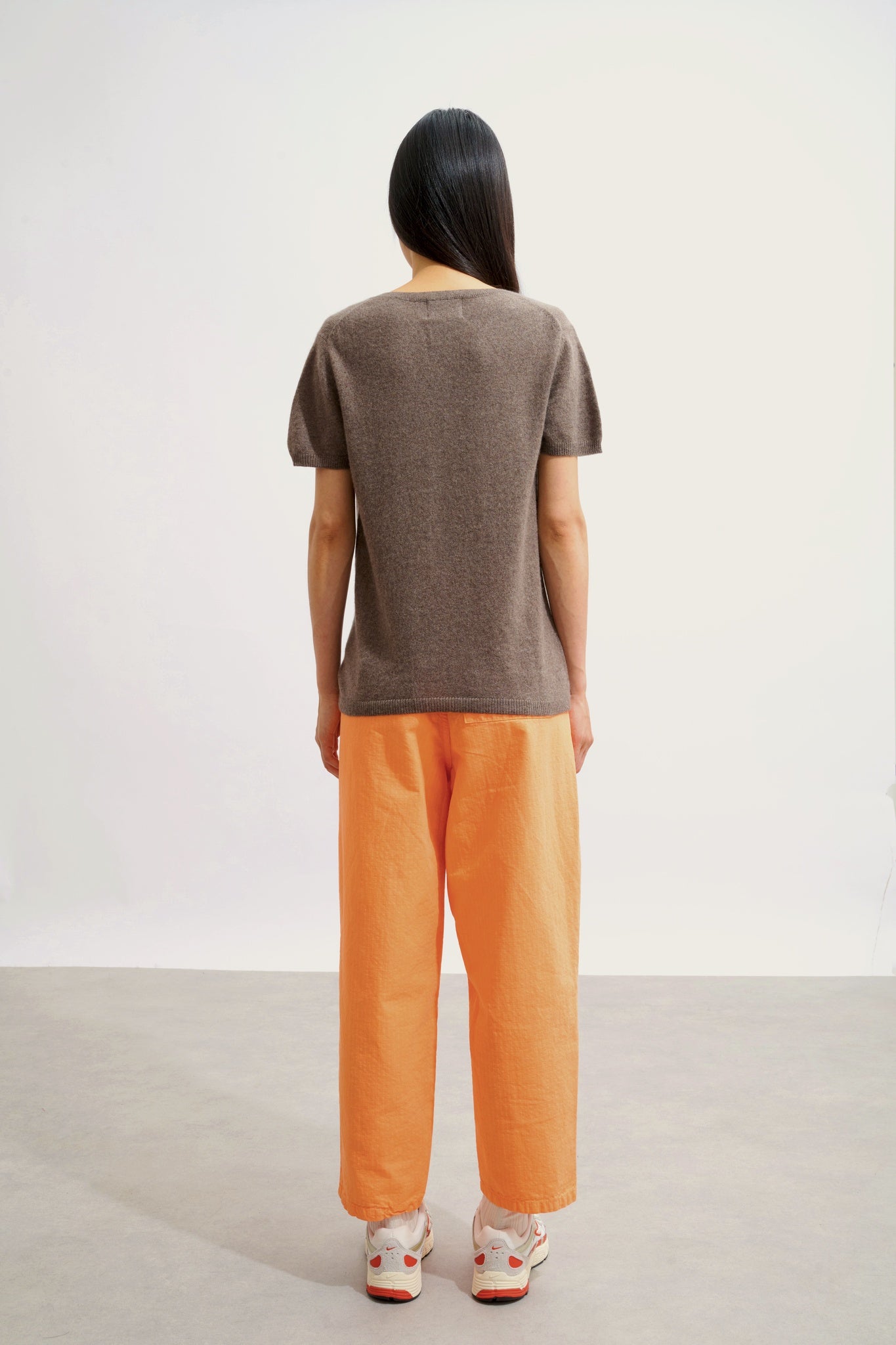 KALI thirt col v taupe chiné 100% cachemire