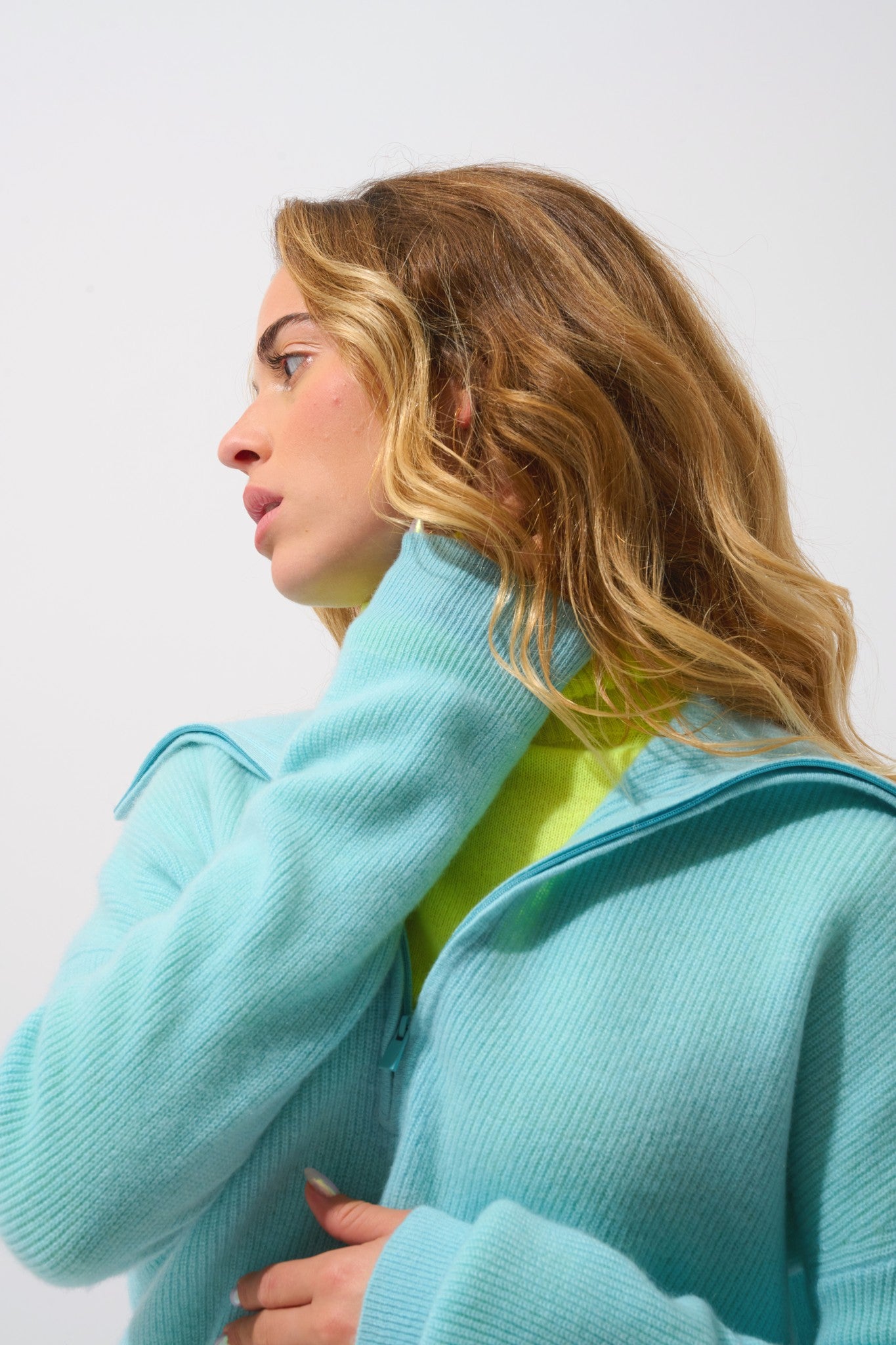 karma pull camionneur aqua 100% cachemire