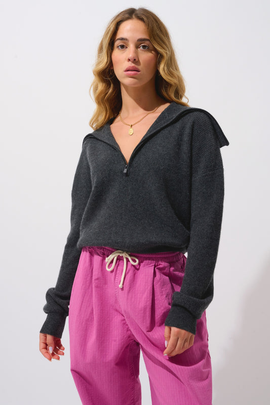 KARMA pull camionneur carbone chiné 100% cachemire