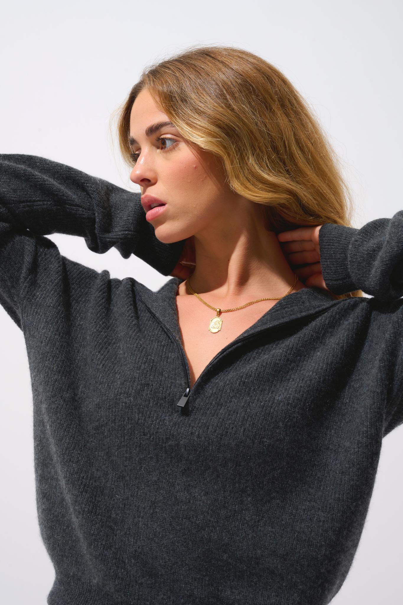 KARMA pull camionneur carbone chiné 100% cachemire