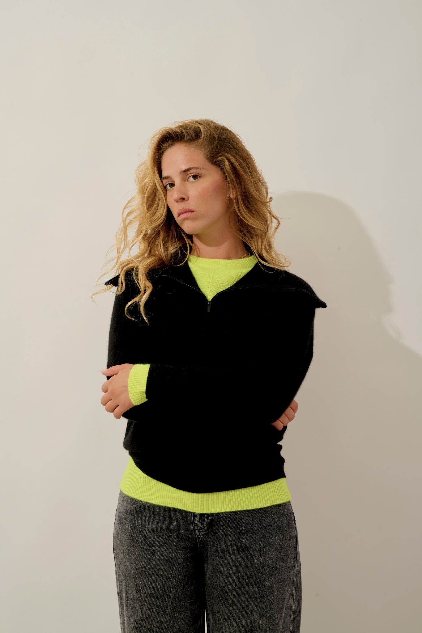 KARMA pull camionneur noir 100% cachemire