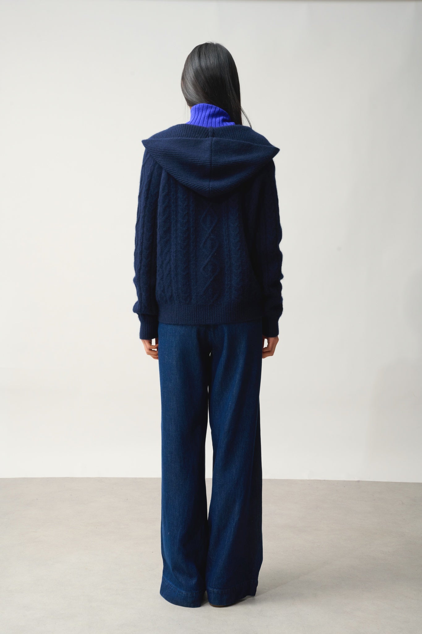 KHANDRO Kapuzenpullover 6-fädig navy 100% Kaschmir