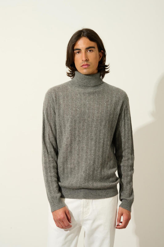 KONA turtleneck sweater mottled flannel 100% cashmere