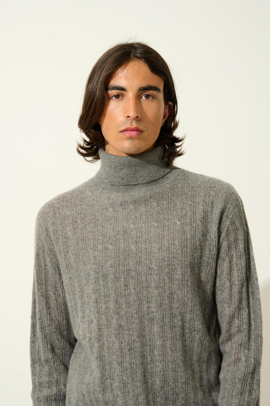 KONA turtleneck sweater mottled flannel 100% cashmere