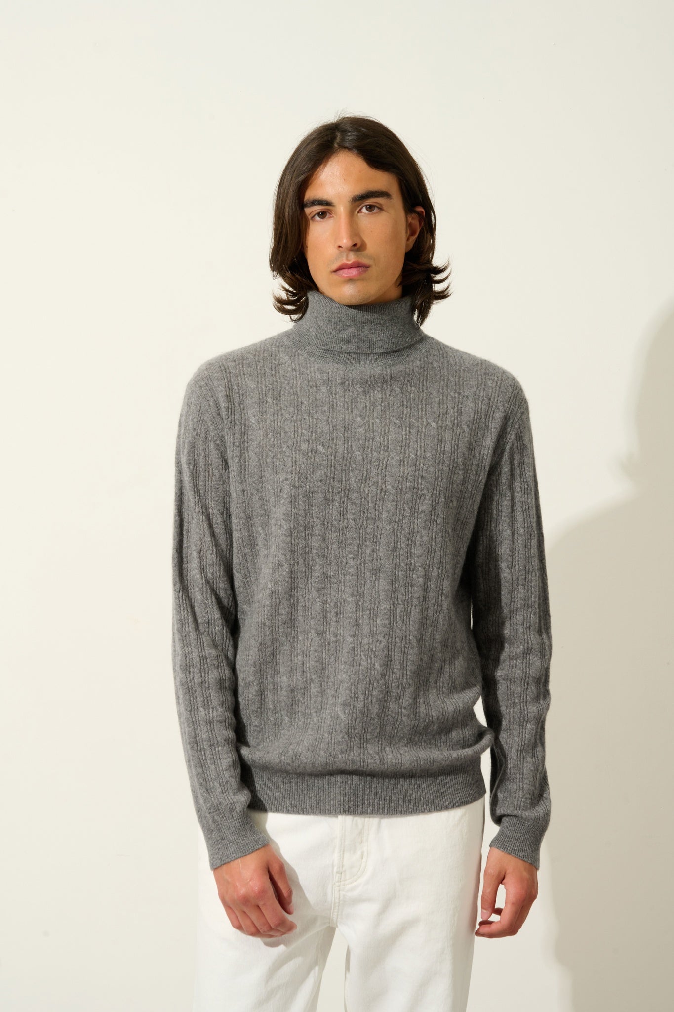 KONA Rollkragenpullover Flanell meliert 100% Kaschmir