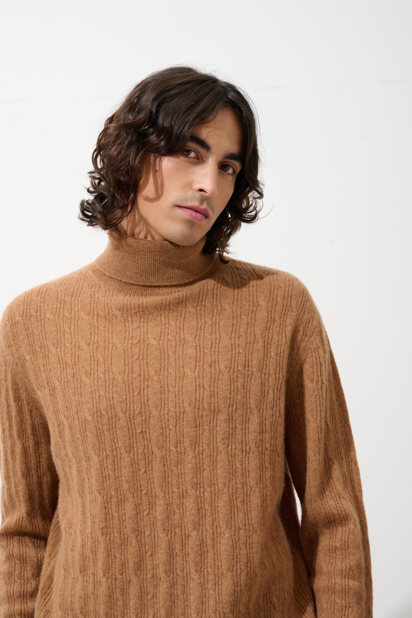 KONA Rollkragenpullover Haselnussbraun 100% Kaschmir