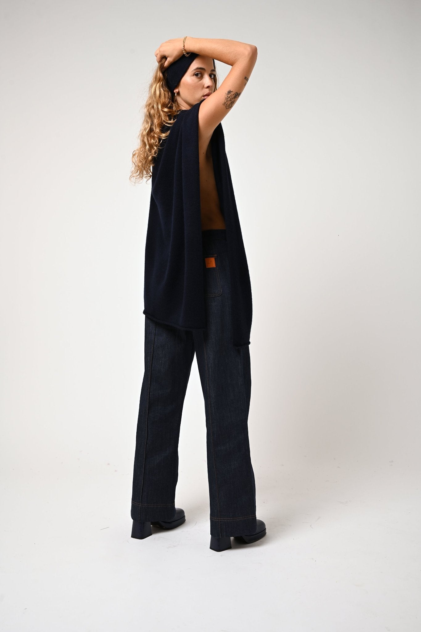 LANA bandeau 4 fils navy 100% cashmere