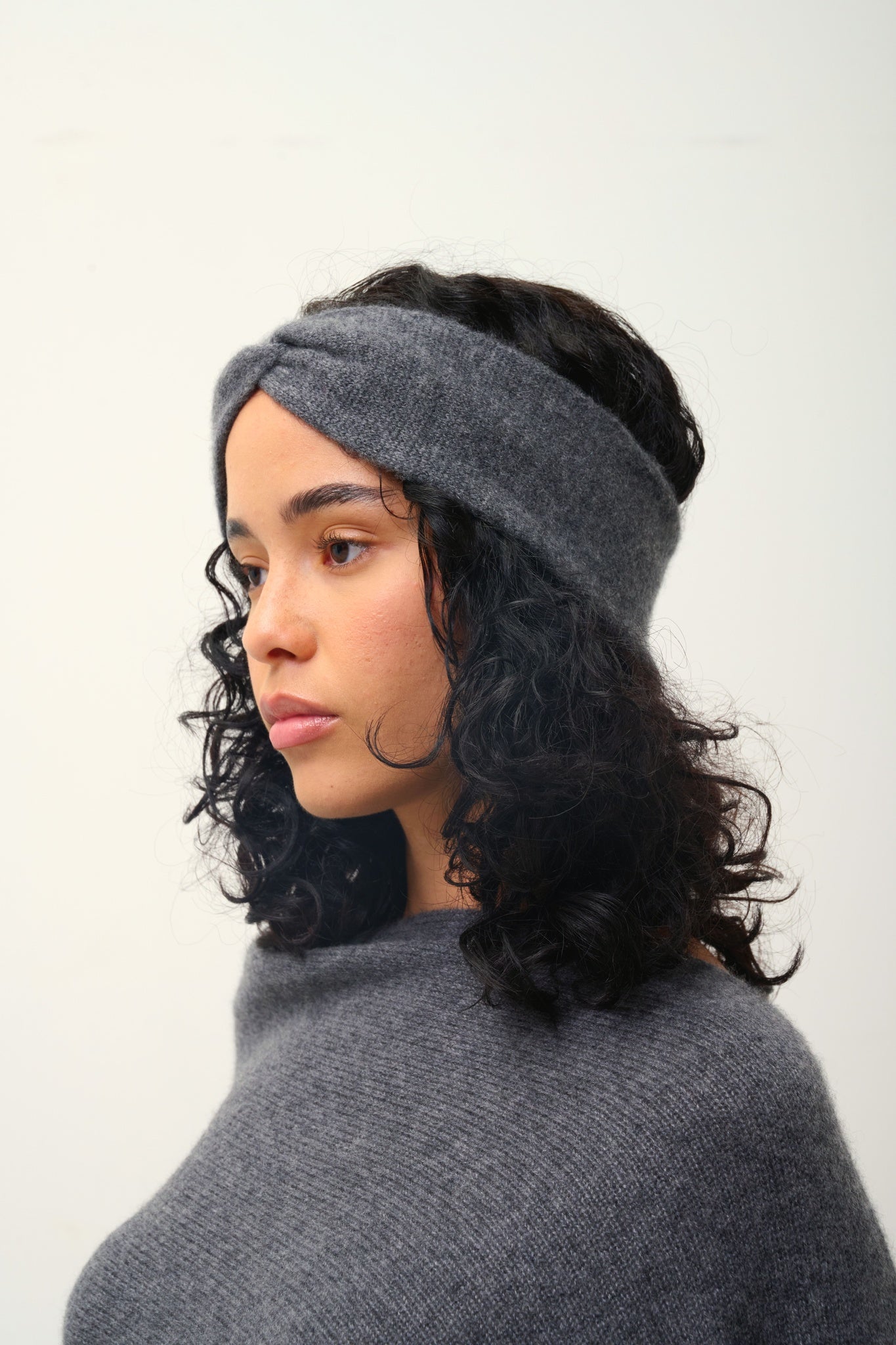 LANA bandeau 4 fils anthracite chiné 100% cachemire