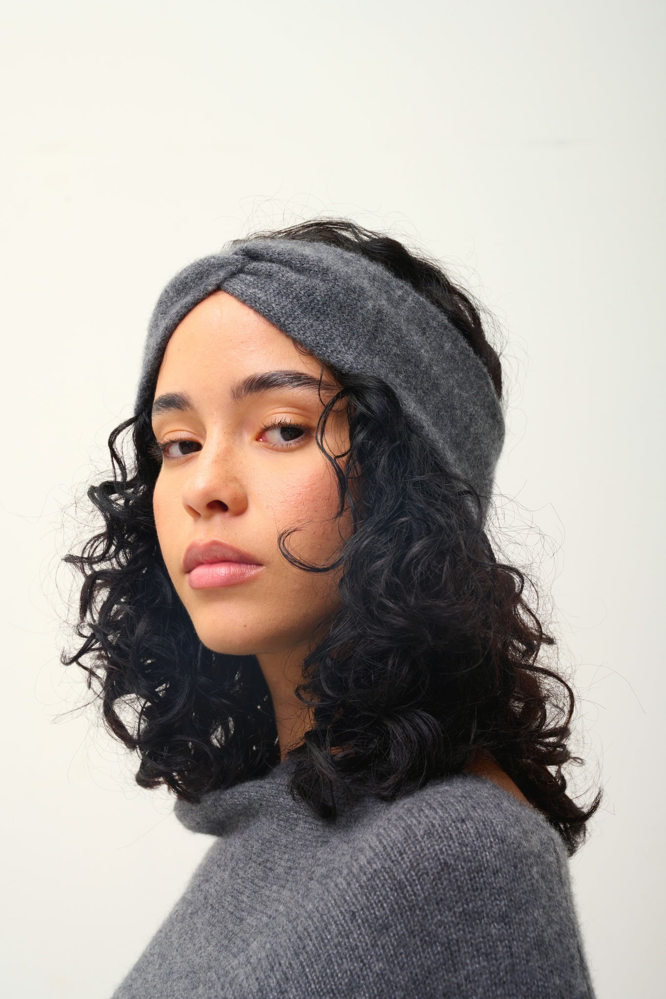 LANA bandeau 4 fils anthracite chiné 100% cachemire