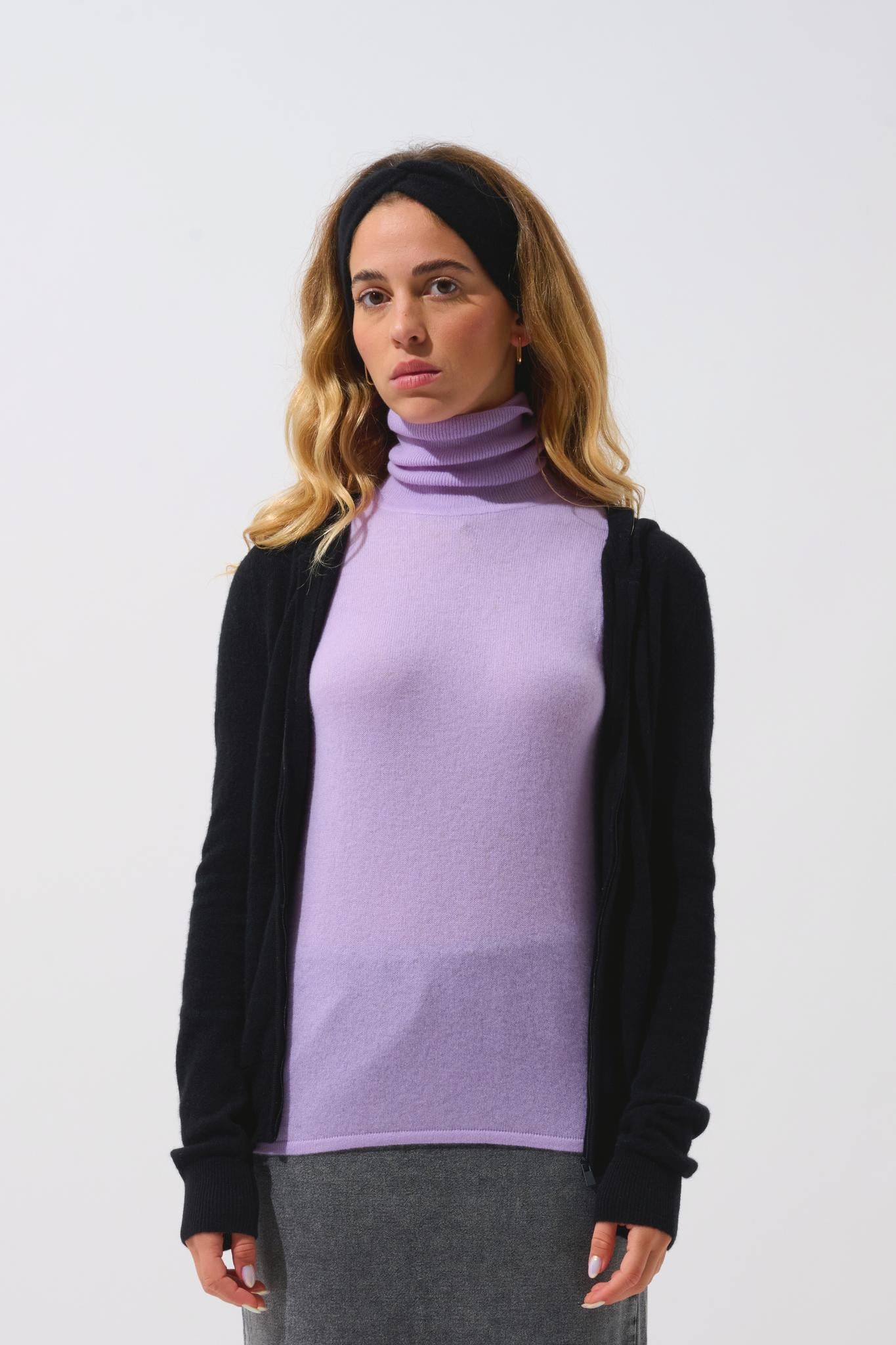 LANA 4-thread headband black 100% cashmere