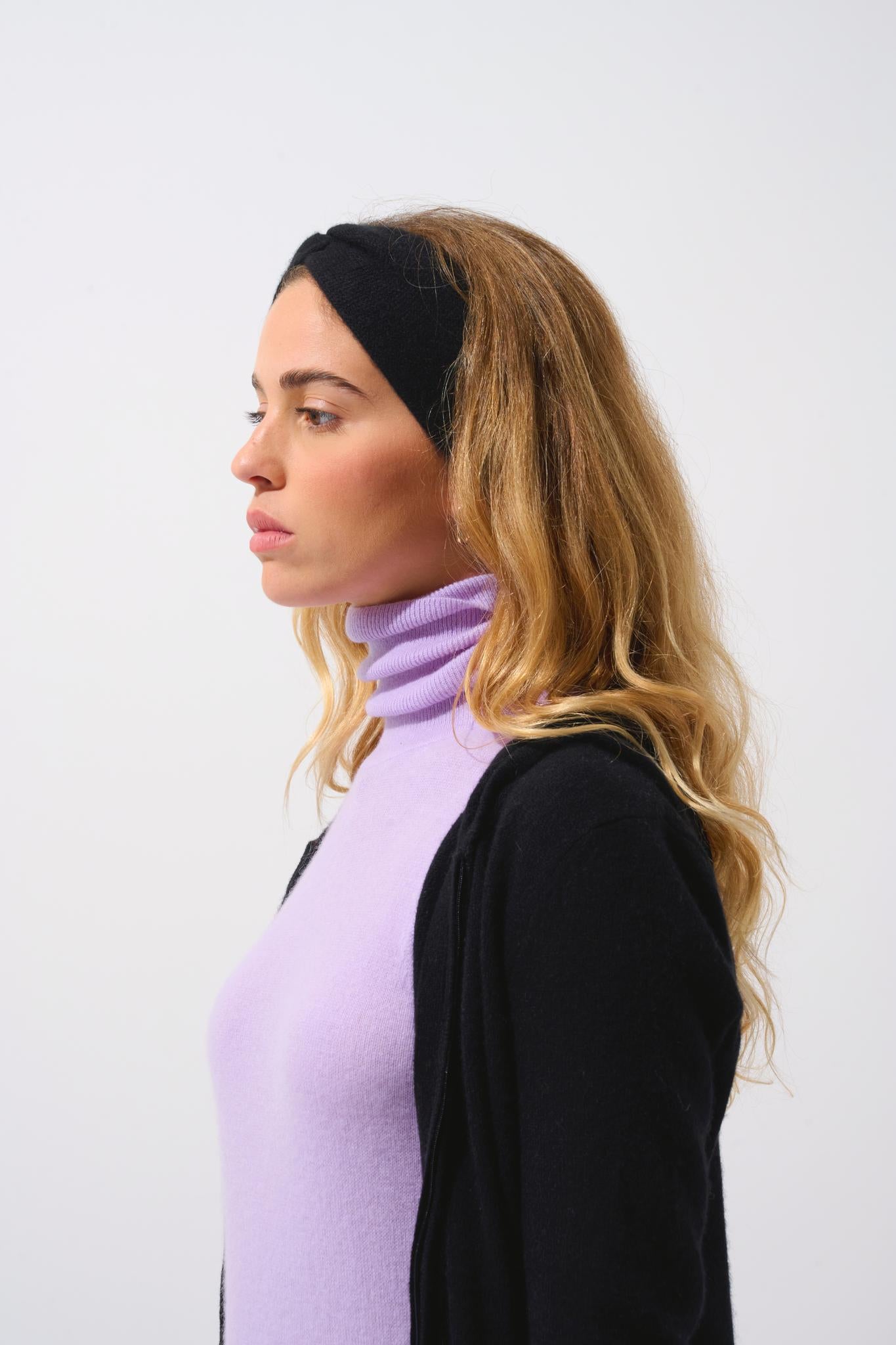LANA 4-thread headband black 100% cashmere