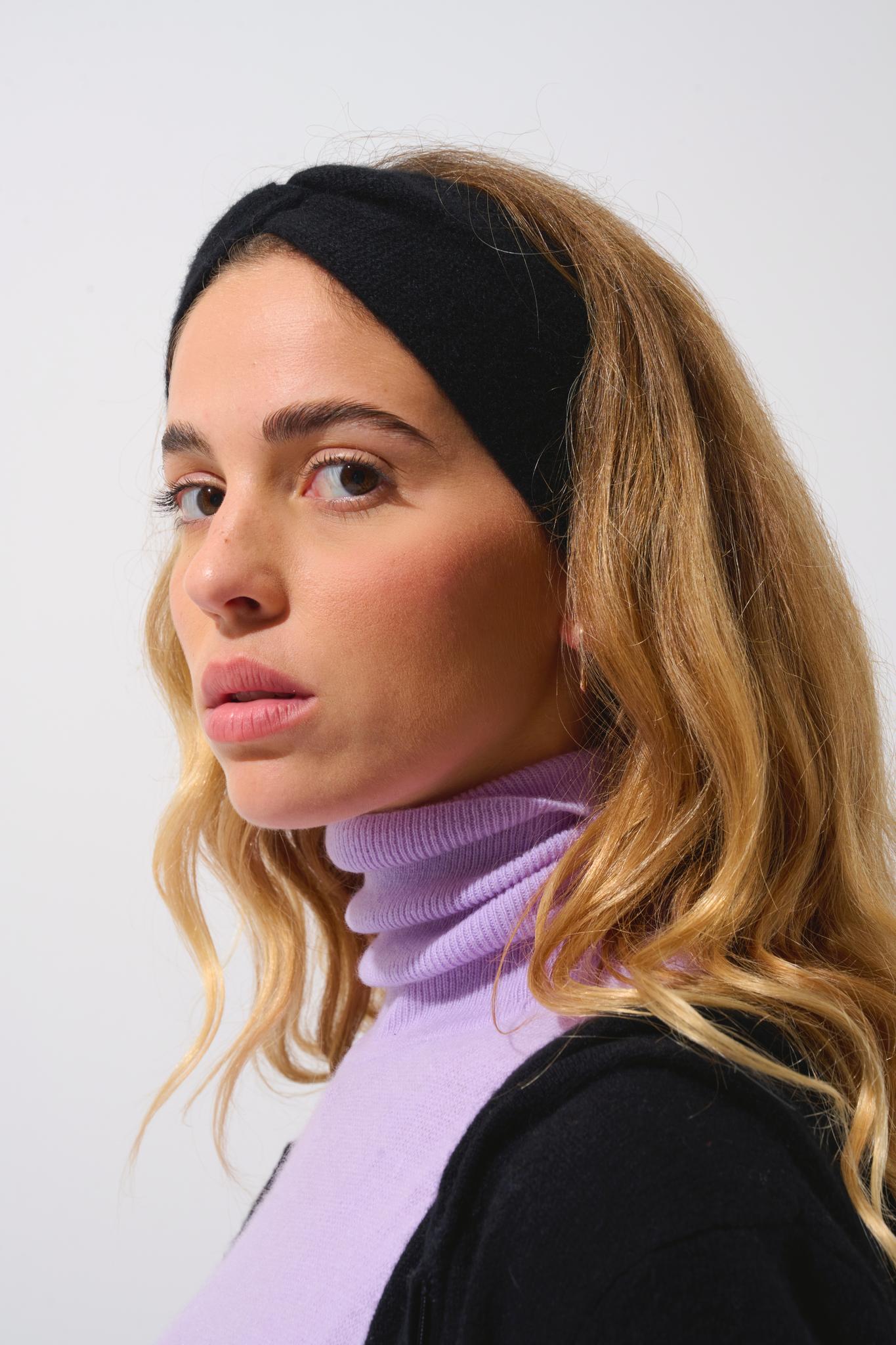 LANA 4-thread headband black 100% cashmere