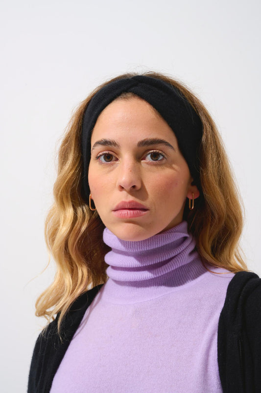 LANA 4-thread headband black 100% cashmere