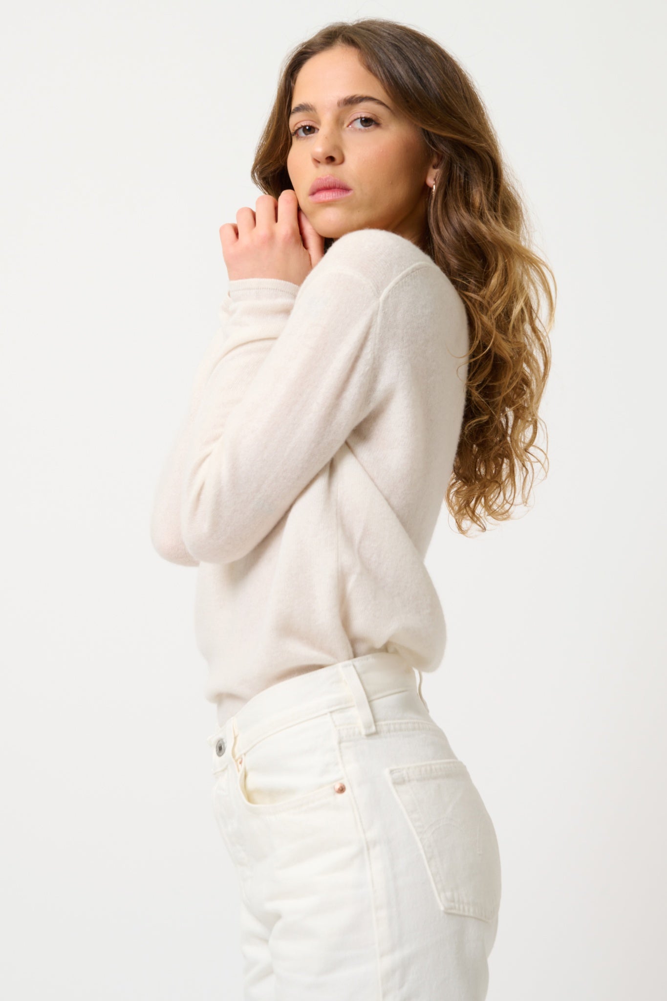 LANFON pull col bateau ivoire 100% cachemire