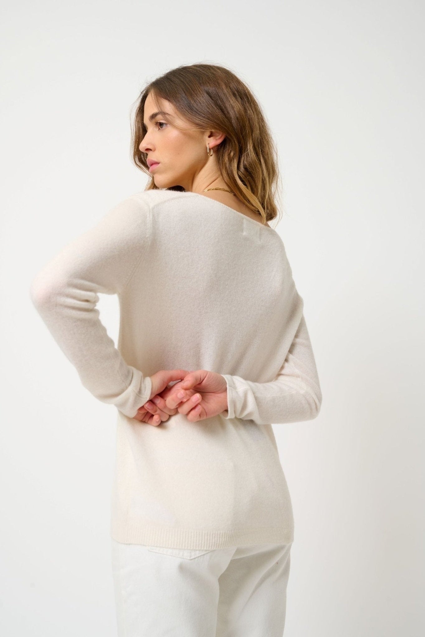 LANFON ivory boat-neck sweater 100% cashmere
