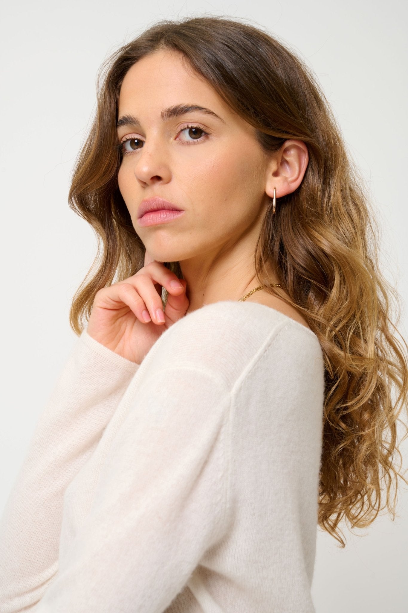 LANFON ivory boat-neck sweater 100% cashmere