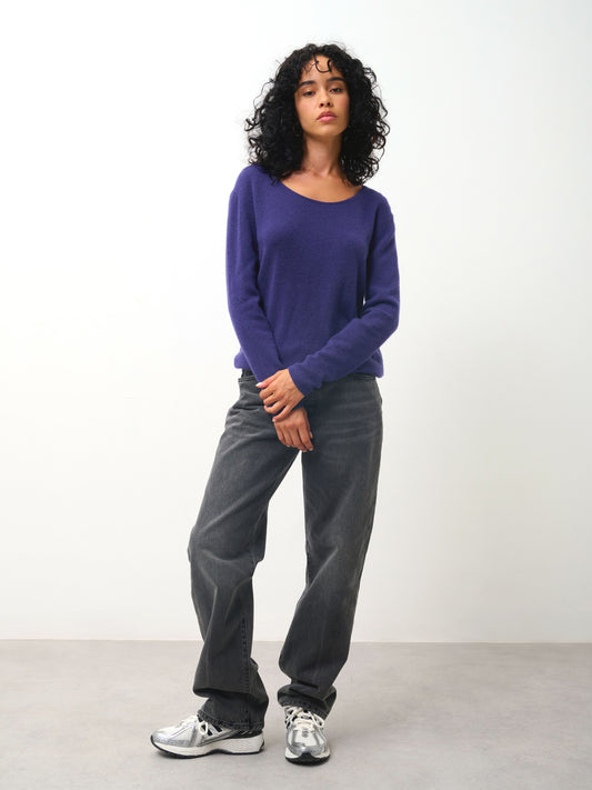 LANFON purple boat-neck sweater 100% cashmere