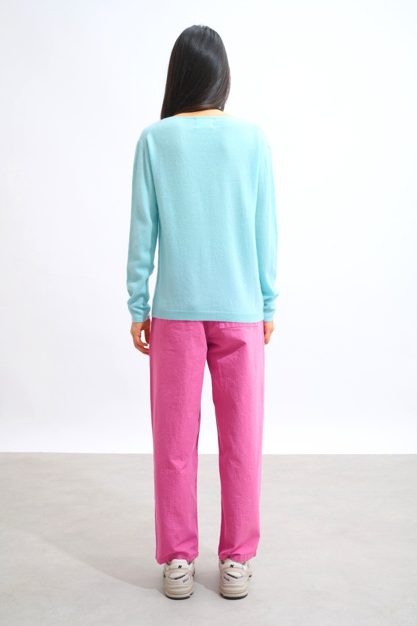 lanfon pull col bateau aqua 100% cachemire