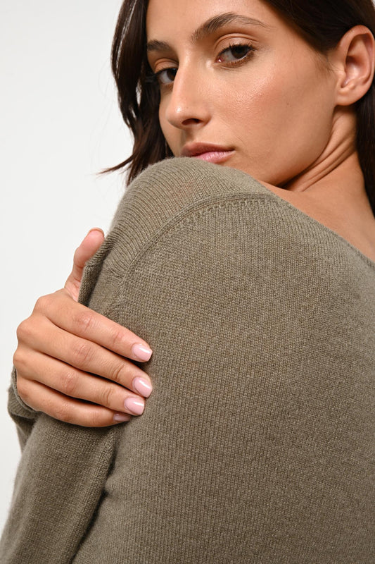 LANFON army boat-neck sweater 100% cashmere