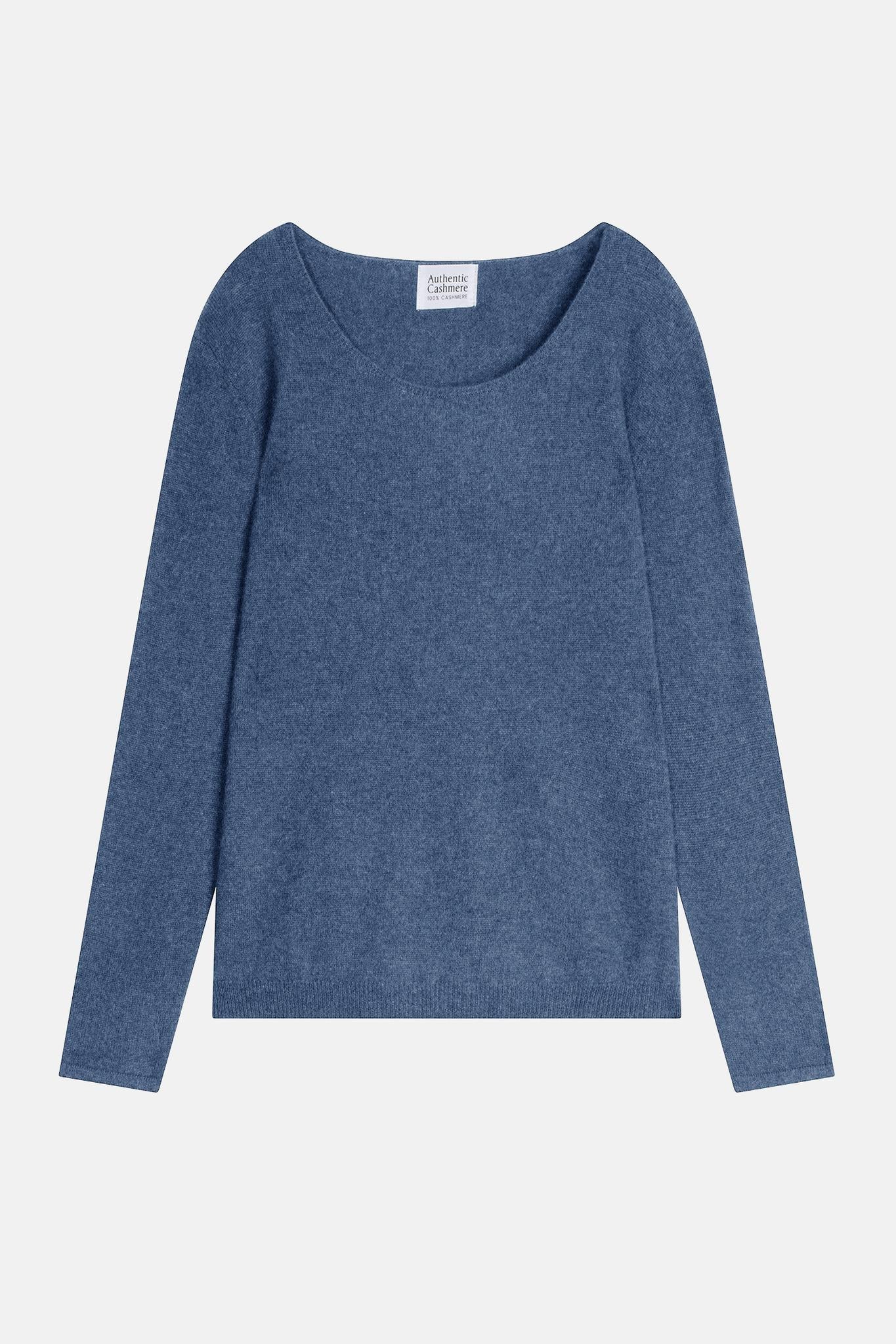 LANFON boat-neck sweater denim blue 100% cashmere