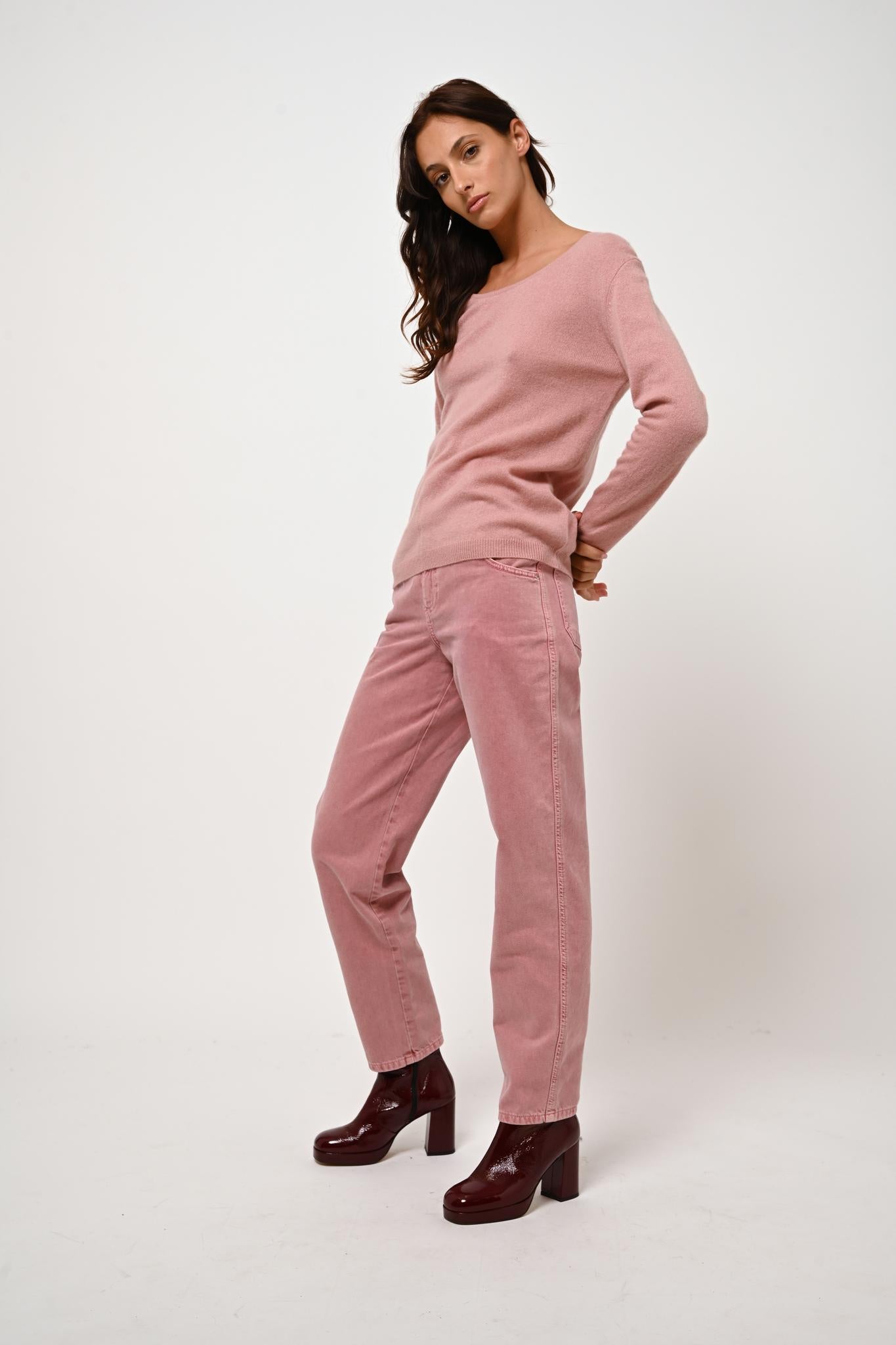 LANFON rosewood boat-neck sweater 100% cashmere