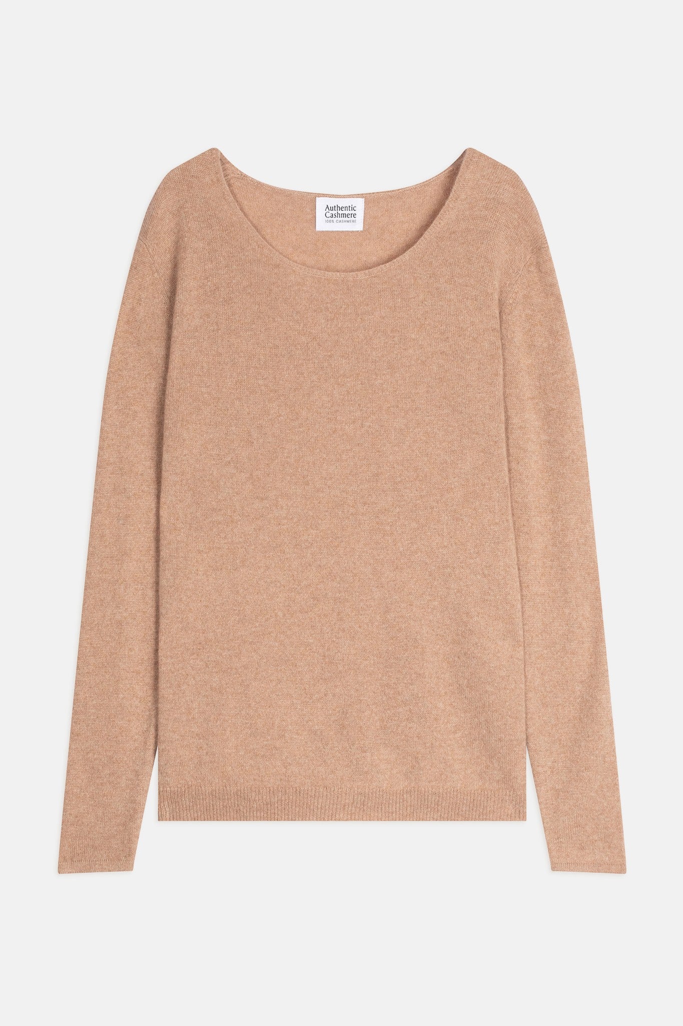 lanfon pull col bateau camel chiné 100% cachemire