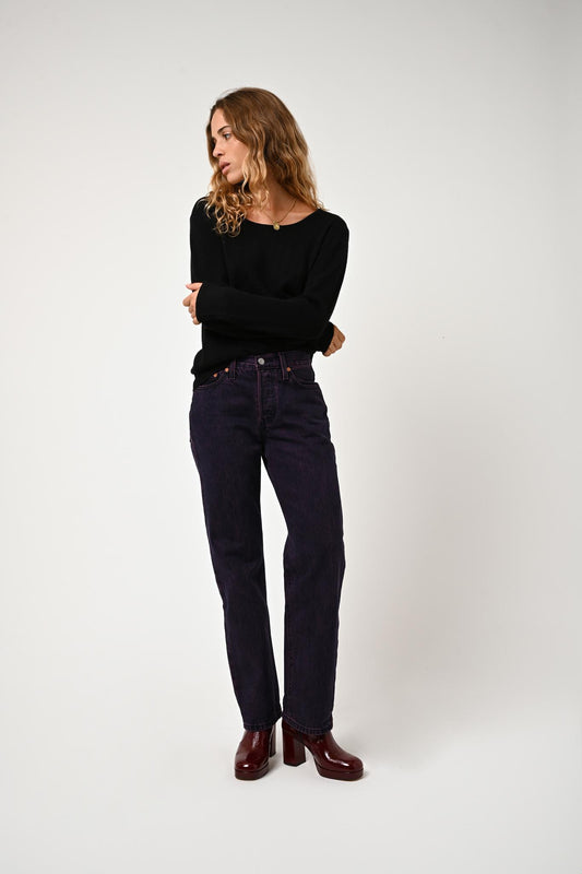 LANFON black boat-neck sweater 100% cashmere