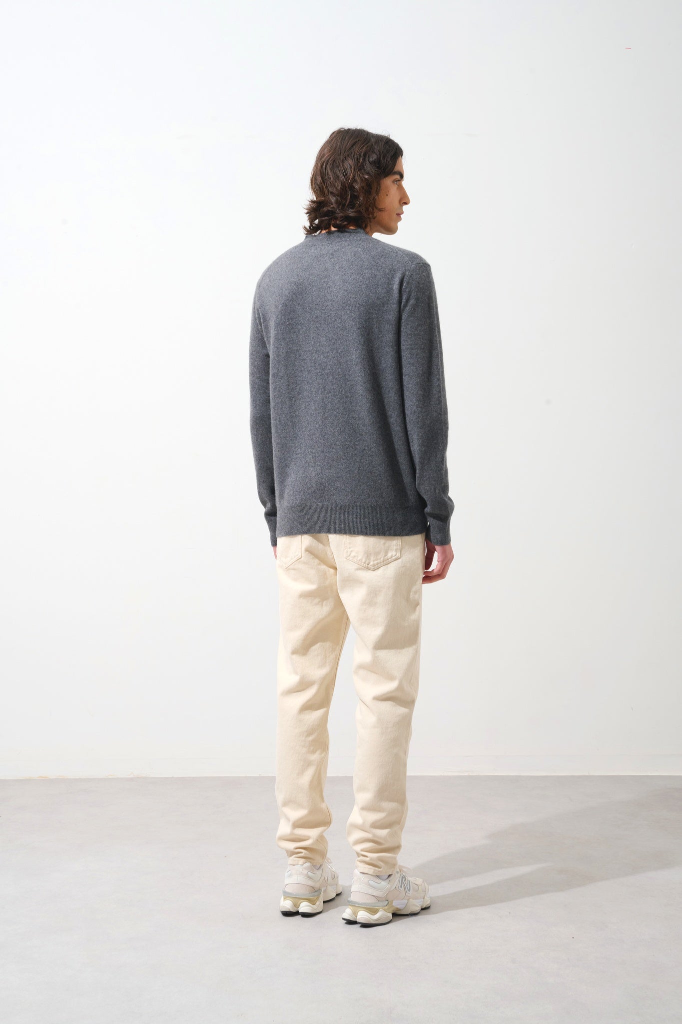 LASYA pull col rond anthracite chiné 100% cachemire