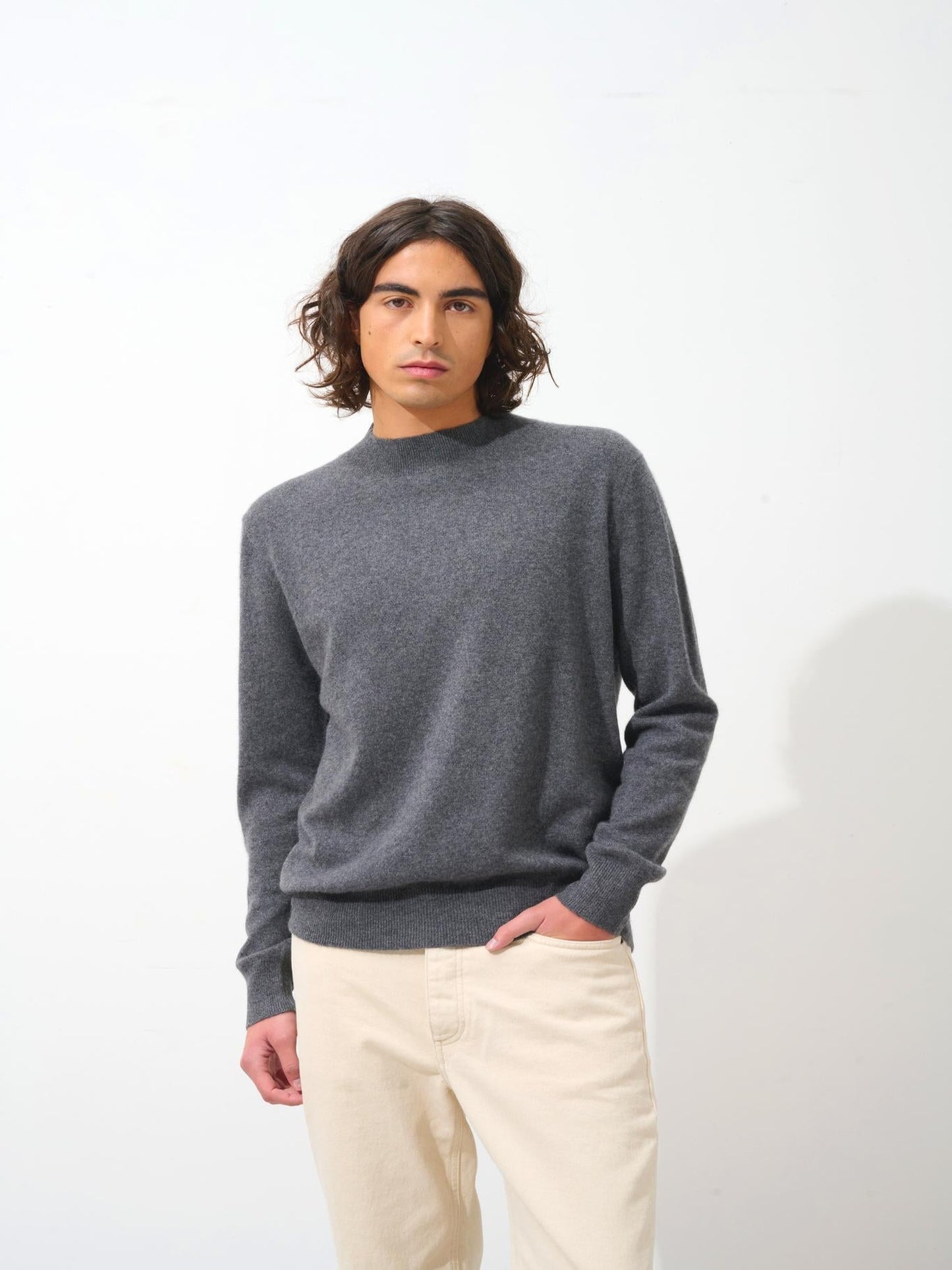 LASYA round-neck sweater anthracite mottled 100% cashmere