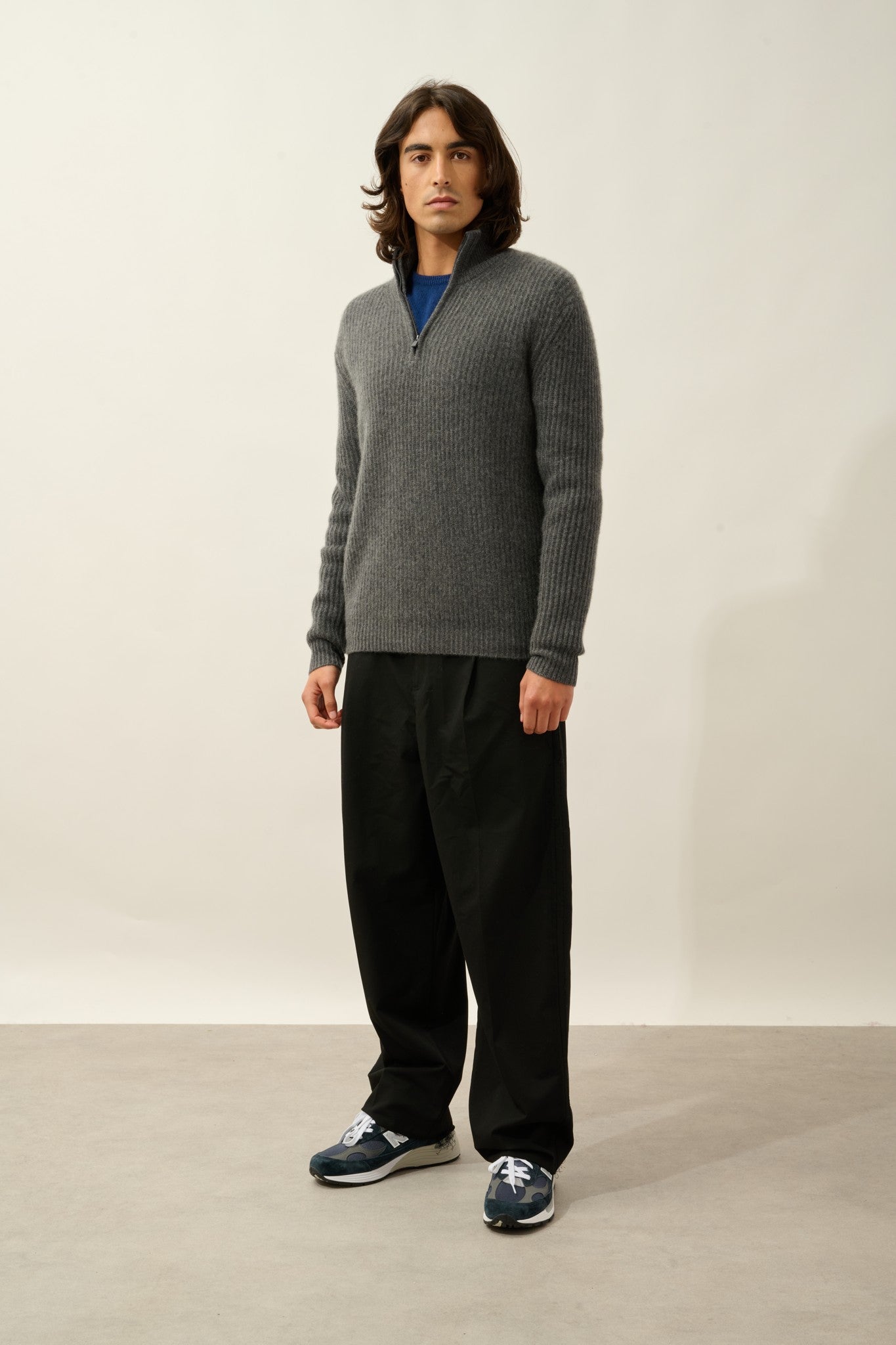 lhamu pull camionneur 6 fils anthracite chiné 100% cachemire