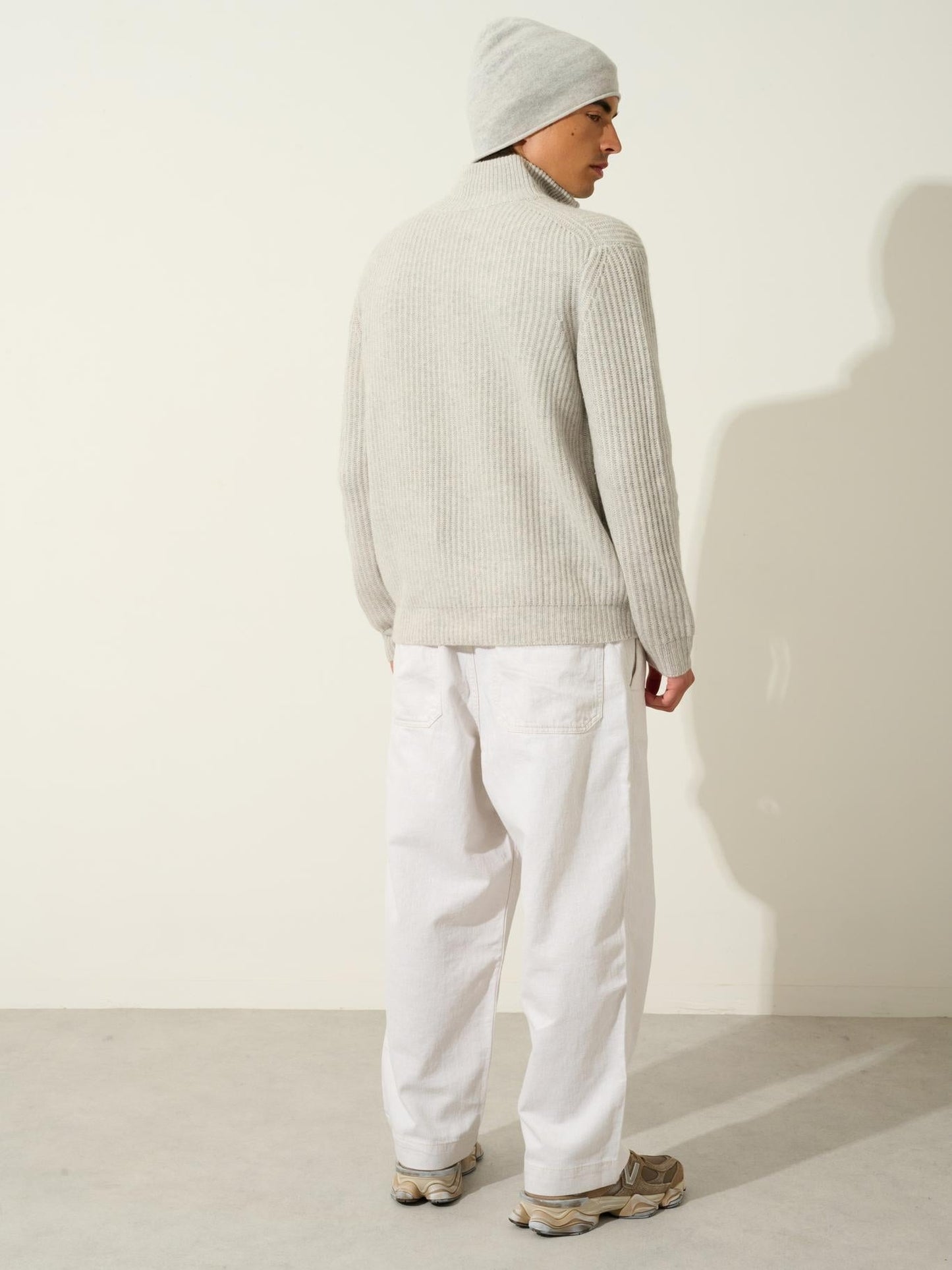 LHAMU trucker sweater 6 threads glacier mottled 100% cashmere