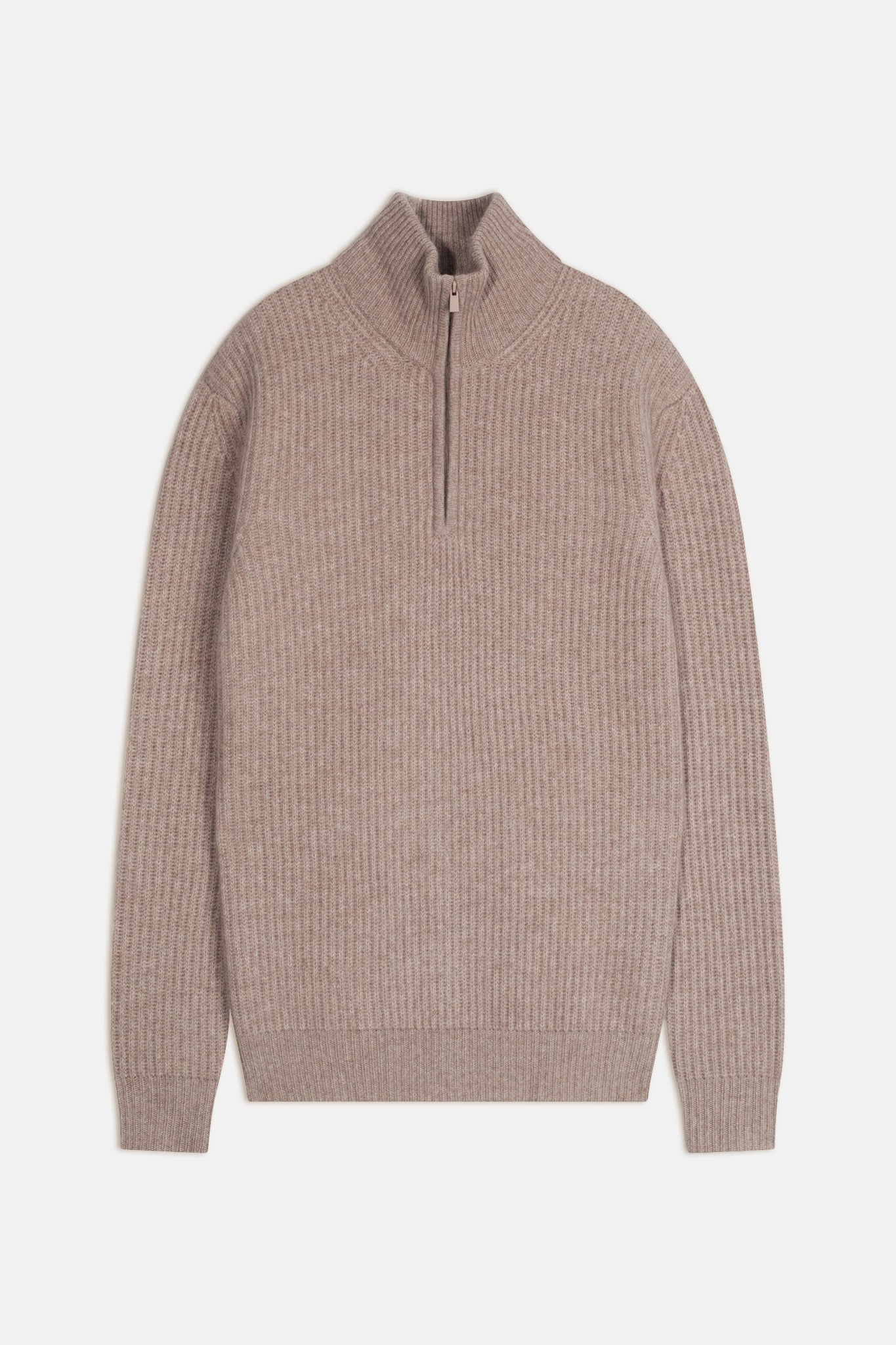 lhamu pull camionneur 6 fils taupe clair chiné 100% cachemire