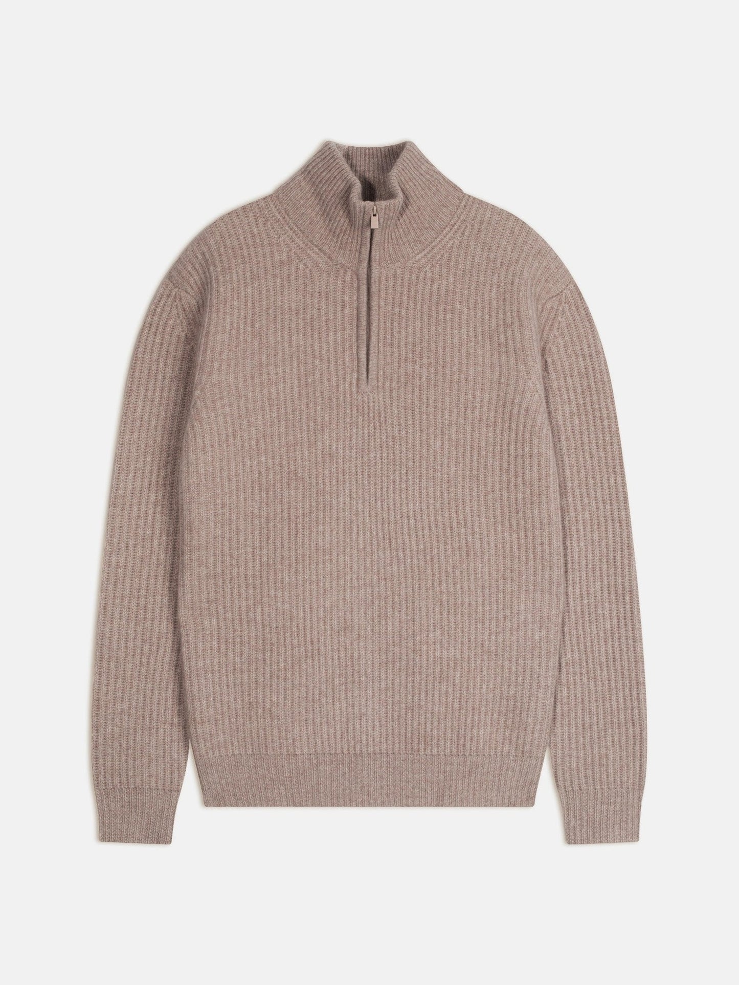 lhamu pull camionneur 6 fils taupe clair chiné 100% cachemire