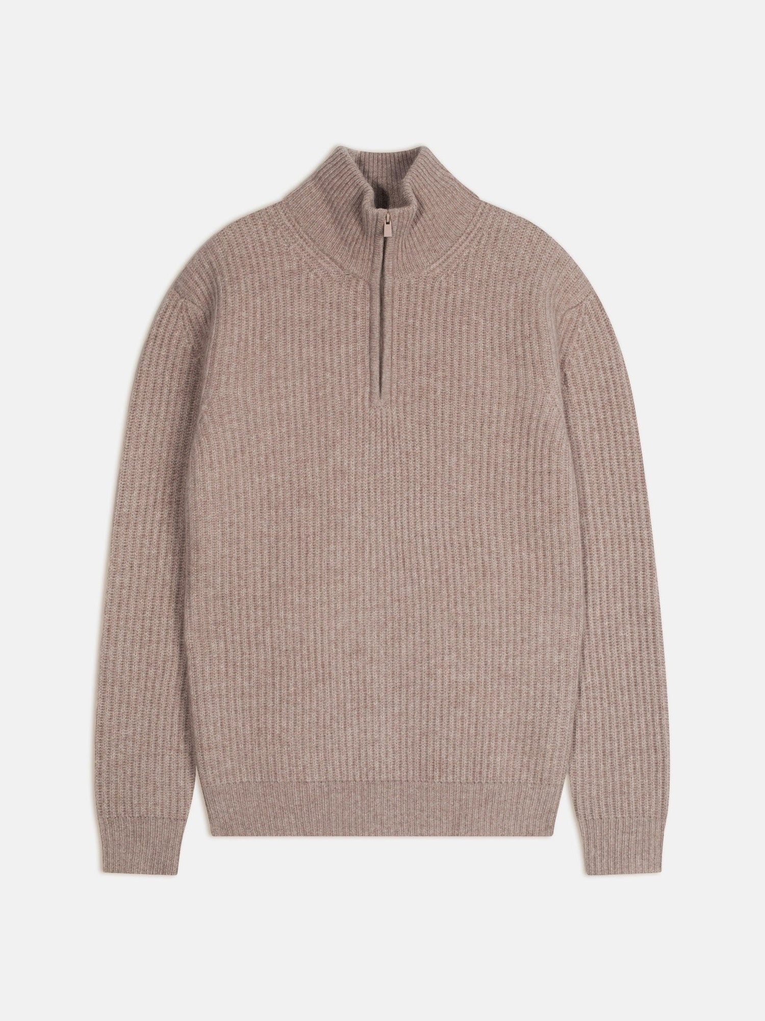 lhamu pull camionneur 6 fils taupe clair chiné 100% cachemire