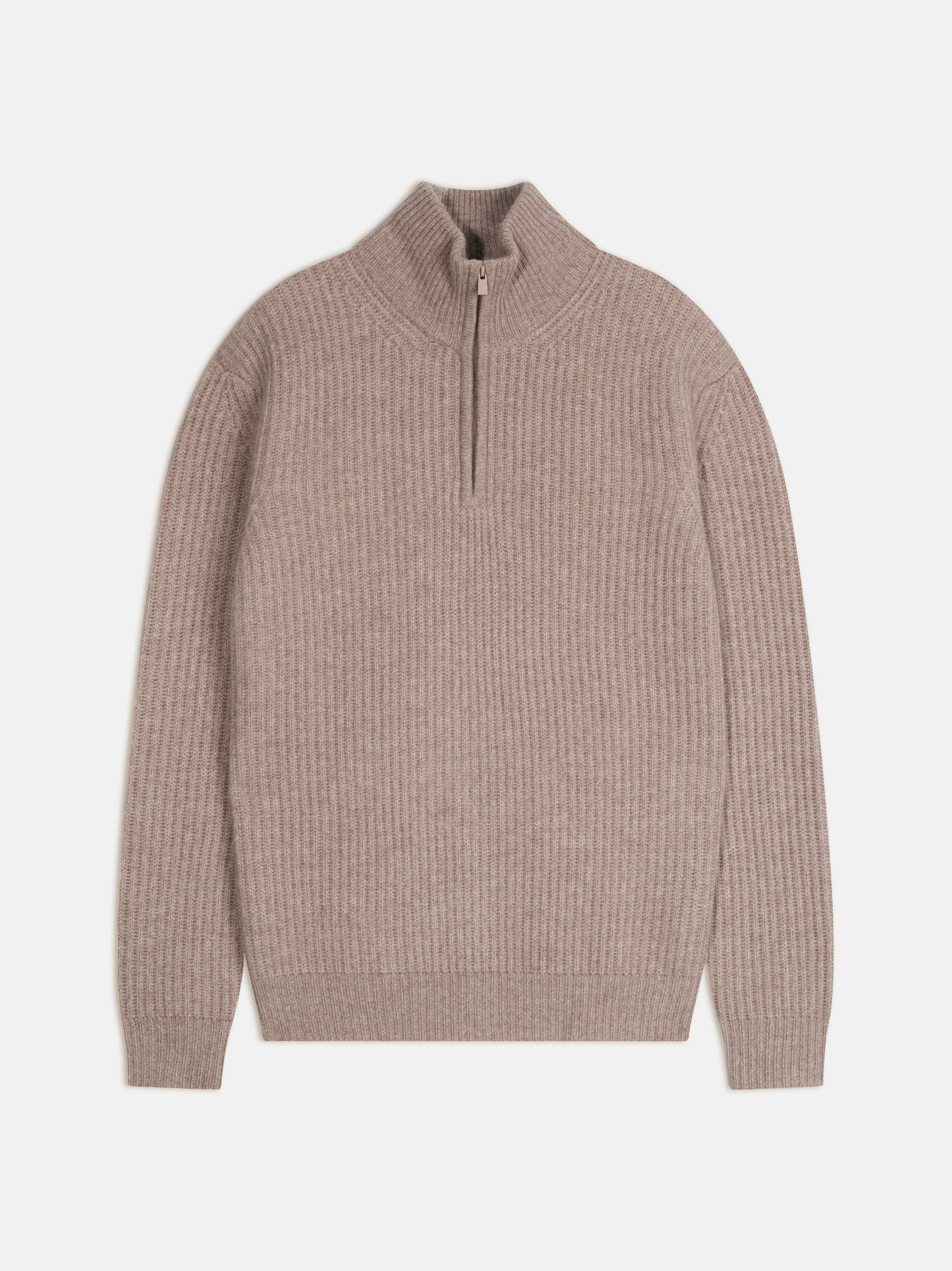 LHAMU pull camionneur 6 fils taupe clair chiné 100% cachemire