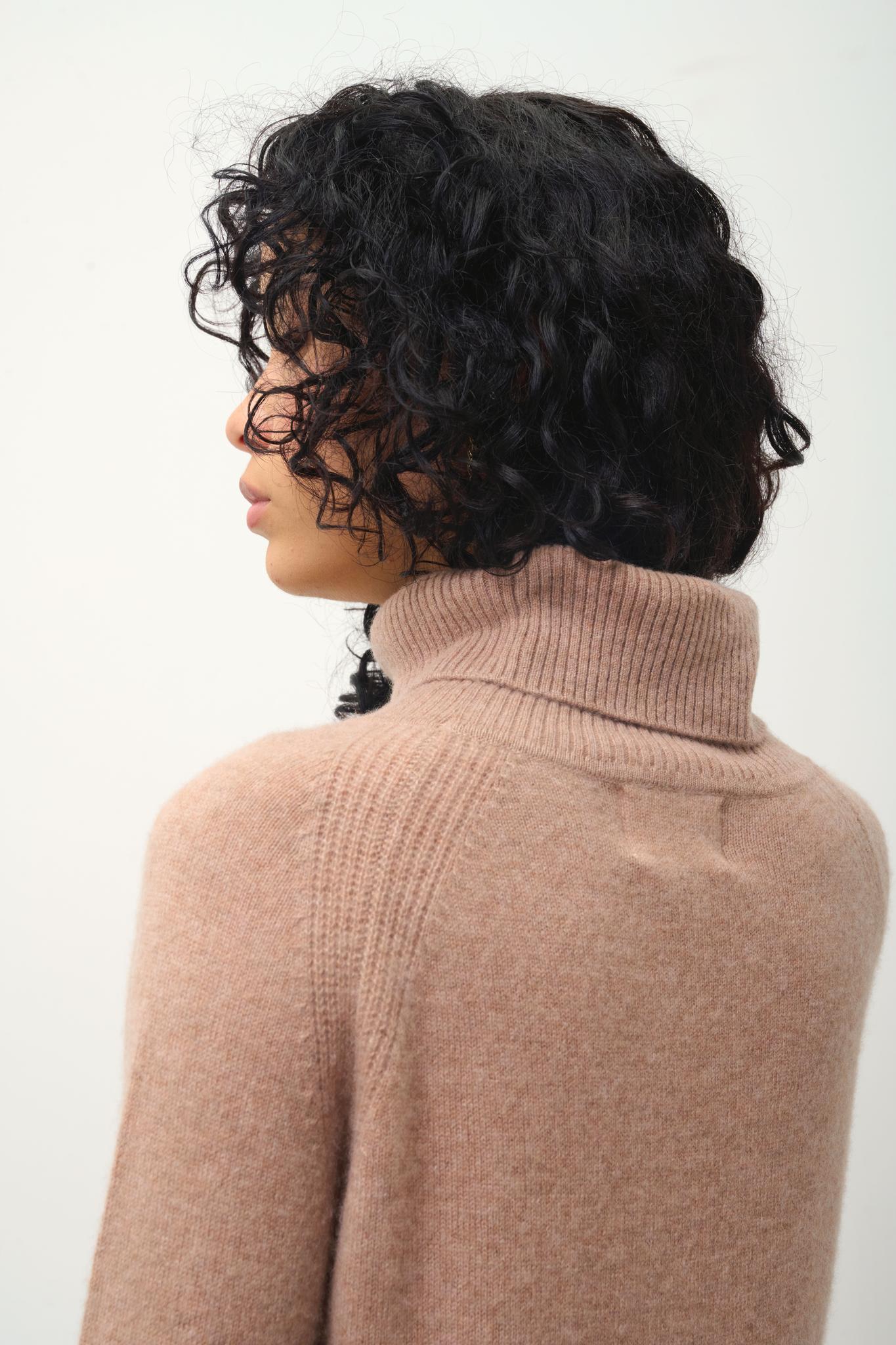 LILLY Kamelmelierter Rollkragenpullover 100% Kaschmir