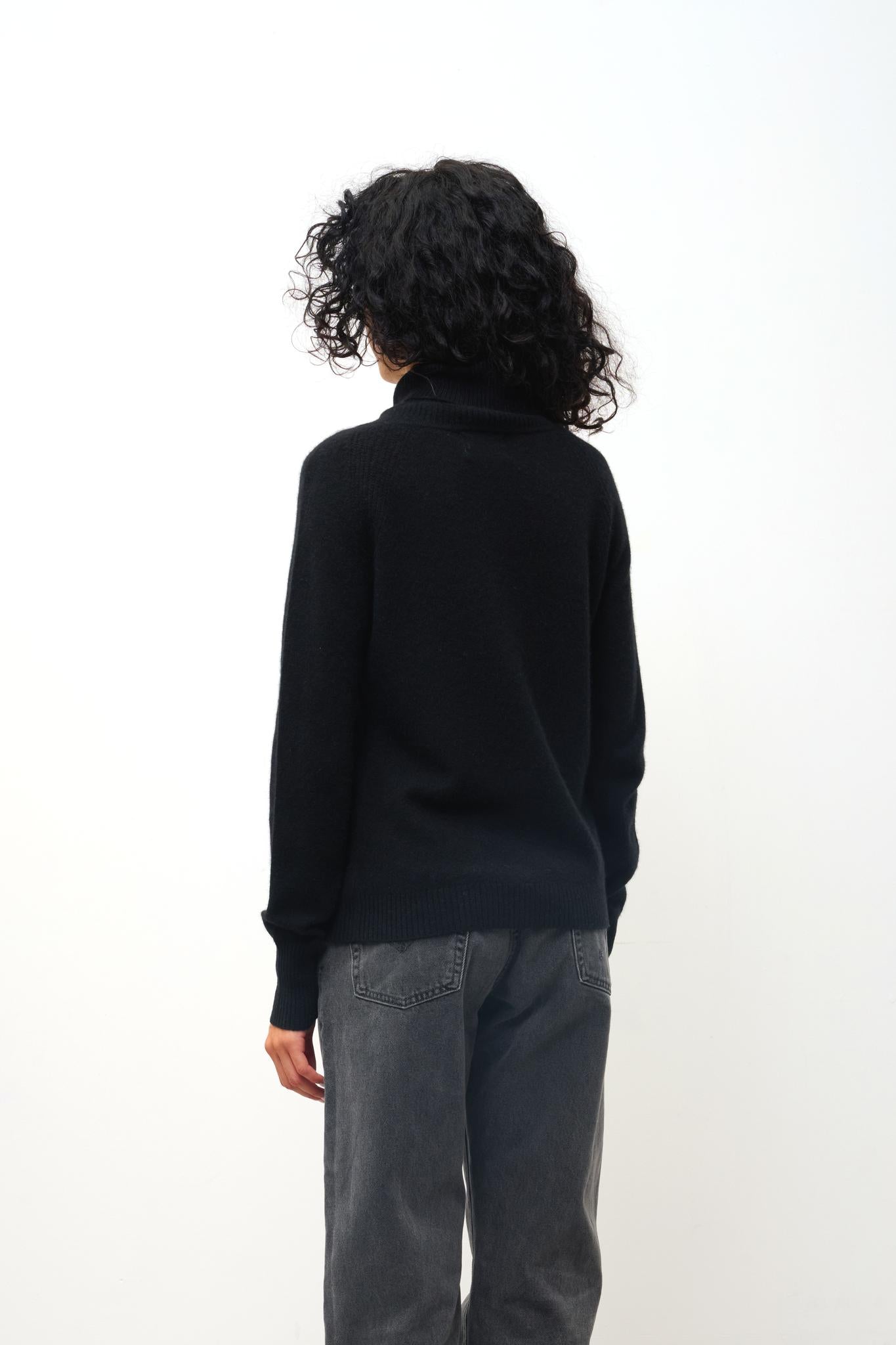 LILLY Rollkragenpullover schwarz 100% Kaschmir