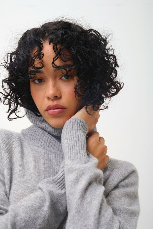 LILLY mottled cloud turtleneck sweater 100% cashmere