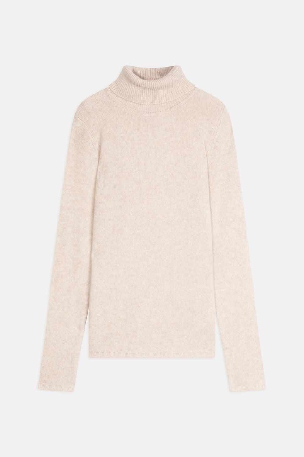 linda pull col roulé 4 fils beige chiné 100% cachemire