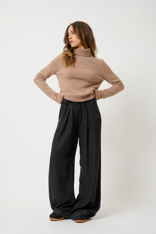 LINDA 4-thread camel turtleneck sweater 100% cashmere